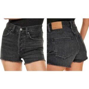 Aritzia Denim Forum Yoko High Rise Black Cutoff Shorts Size 26